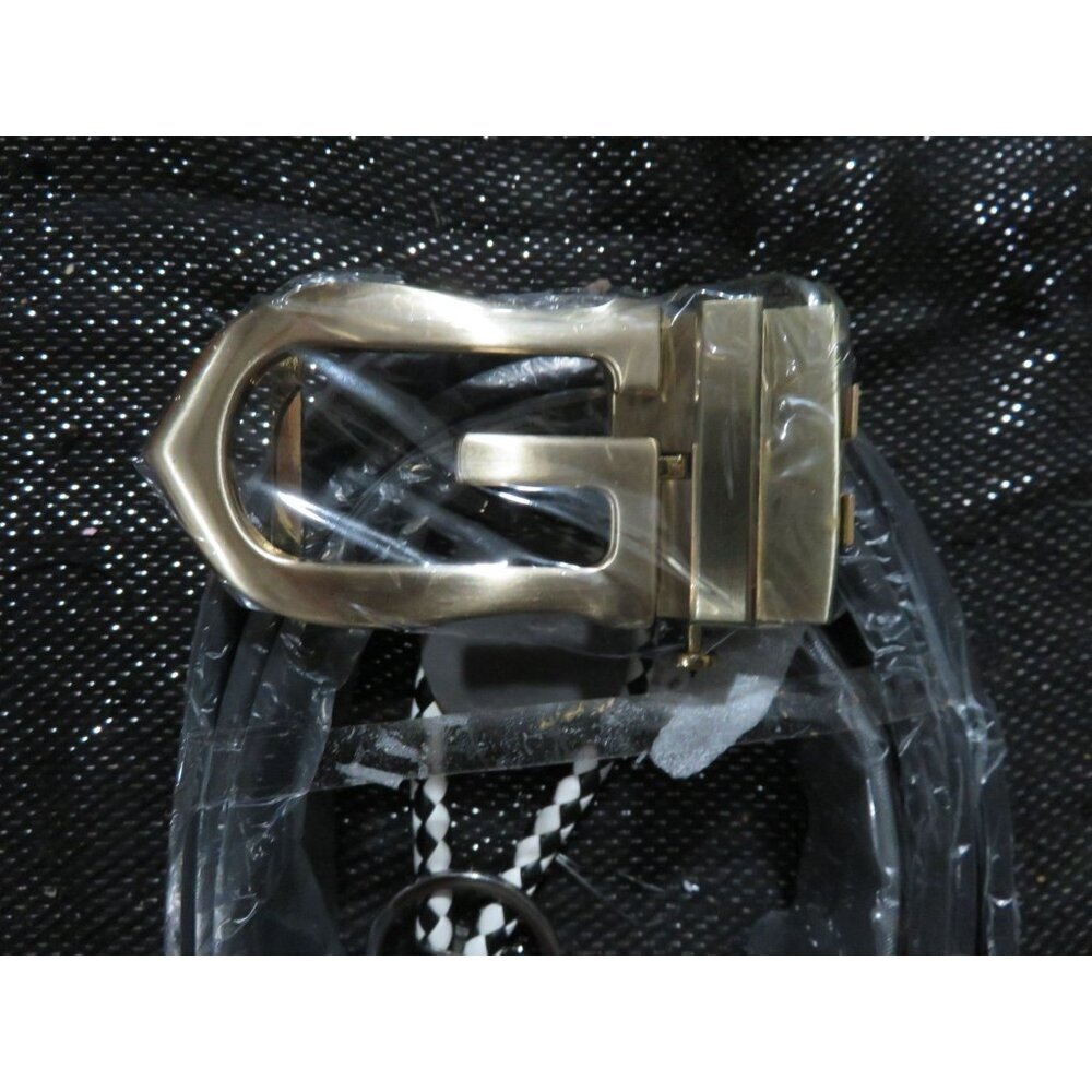 Kiko Milan Italian Full Grain Leather Handmade Slide belt Black & gold G buckle
